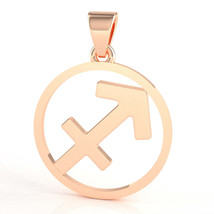 Sagittarius Zodiac Sign Round Bezel Pendant In Solid 14K Rose Gold - $229.00