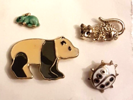 Figural Scatter Pin Tac Back LOT micro Green Rabbit Cat Panda Bear Lady ... - £12.58 GBP