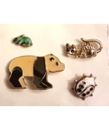 Figural Scatter Pin Tac Back LOT micro Green Rabbit Cat Panda Bear Lady ... - £12.57 GBP