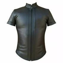 S&quot; Mens Real Lambskin Leather Black Bikers Front Zip Closer Slim Fit Shi... - $49.99