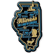 Illinois the Land of Lincoln Premium State Map Fridge Magnet - $5.99