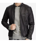 Polo Ralph Lauren Black Biker Café Racer Leather Jacket Coat Moto - £160.58 GBP