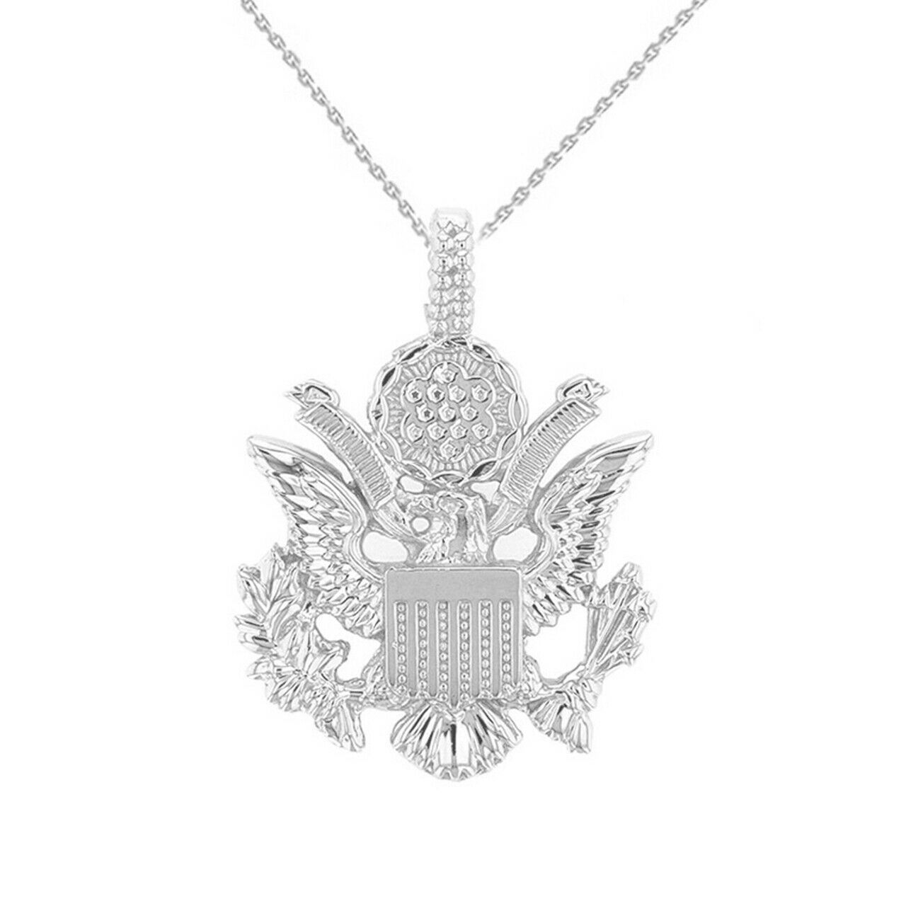 925 Sterling Silver American Eagle Coat of Arms Pendant Necklace - $54.90 - $82.90