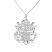 925 Sterling Silver American Eagle Coat of Arms Pendant Necklace - £43.17 GBP+