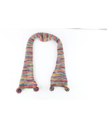 Vintage Streetwear Rainbow Striped Wool Blend Knit Fuzzy Ball Neck Scarf... - $55.47 CAD