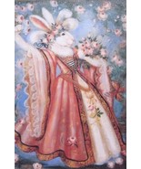 Spring Flowers Medieval White Rabbit 5&quot; x 7&quot; Matted Art Print (BN-ART301) - £6.25 GBP