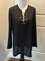 Euc Michael Kors Black Silk Tunic Metal Lace Up Front Sz L - £93.95 GBP