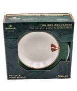 Hallmark HOLIDAY ABUNDANCE Set Of 4 Green Fine China Soup Bowls by Sakur... - $569.79 MXN
