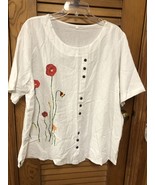 Plus Size Floral Print Round Neck T-shirt, Women&#39;s Plus Casual Short Sle... - £7.84 GBP