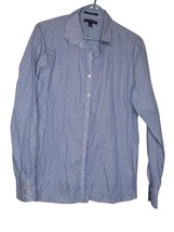 Lands End Sz 16 No Iron Supima Cotton Button Blouse Blue White Stripe Po... - $15.59