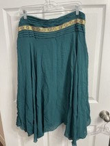Gado Gado Teal Turquoise Layered Made In Bali Skirt Size 6 Gold Band Boh... - $18.55