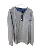 Reach Long Sleeve Crew Neck Curve Hem Henley T-Shirt Large Gray New - $24.19