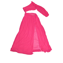Pink Textured One Shoulder High Slit Cut Out Flowy Maxi Dress Size Medium - £19.51 GBP