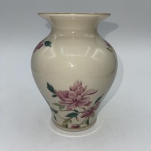 Lenox Vase Barrington Collection Pink Azalea Flowers Cream China VTG 6” - £12.06 GBP