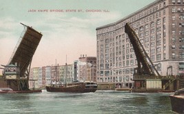 ZAYIX Postcard Great Lakes Ship Jack Knife Bridge State St. Chicago unposted - £19.94 GBP