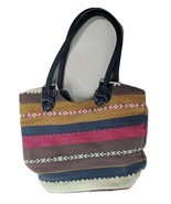 Canvas Shoulder Bag Large Round Double Strap India 11x12.5&quot; Tote Tribal ... - $17.25