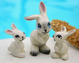 3 Vintage Hagen Renaker Miniature Rabbit Figurine Ears Apart Porcelain - $27.95