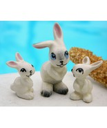3 Vintage Hagen Renaker Miniature Rabbit Figurine Ears Apart Porcelain - £21.98 GBP