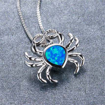 Blue Opal Crab Pendant Necklace - £15.17 GBP