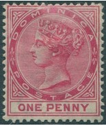 Dominica 1886 SG22 1d rose QV crown CA wmk MLH (amd) - $10.89
