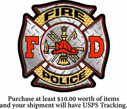 Fire Police Firefighter Decal Sticker - &quot;FIRE POLICE&quot; Maltese Cross Wind... - £3.93 GBP+