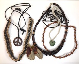 Boho and Wood Jewelry Lot All Wearable Brown Green Natural Tone Melange Earrings - £15.97 GBP