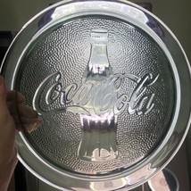 Vintage Coca Cola 13&quot; Serving Tray Green Pebbled Thick Glass Plate Dish EUC - $12.82