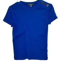 LRL Lauren Jeans Co Womens T Shirt Size Small Crew Neck Button Shoulder Blue - £10.14 GBP
