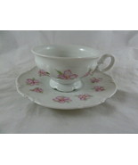 HUTSCHENREUTHER Germany white CUP &amp; SAUCER Set with hand painted flowers - £10.26 GBP