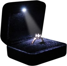 Omeet Velvet Metal Glossy With Led Jewelry Gift Box For Proposal, Engagement, Or - £23.64 GBP