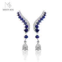  silver earrings classic s925 created sapphire for women wedding engagement jewelry top thumb200