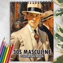 30s Masculine Spiral-Bound Coloring Book for Adult, Relax and Stress Relief - £16.08 GBP