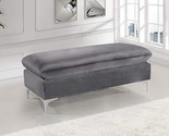 636Grey-Ott Naomi Collection Modern | Contemporary Velvet Upholstered Ot... - £333.50 GBP