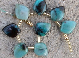 Natural, 7 pieces faceted leaf of chrysocolla gemstone briolette beads, 11x15 mm - $28.99