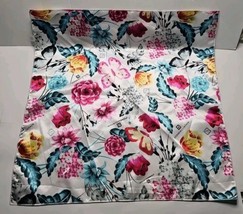 Stone Mountain Floral 19&quot; Square Scarf Butterfly Pink Teal White - $9.60