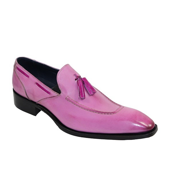 Tassel Loafer Slip On Pink Color Rounded Derby Toe Real Cowhide Leather Fashion