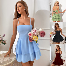 Backless Bow Tie Short Sexy Slip Dress, Summer Slim Dress for Women, Beach Dress - £39.44 GBP