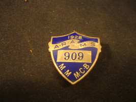 Old Vtg 1928 A.R.A.M.S. #909 Employee Badge Pin MM MCB 1&quot; x 1&quot; - £31.93 GBP