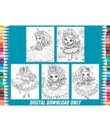 Princess Printable Coloring Pages Set of 5 - $56.00 MXN