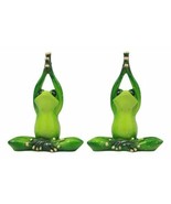 Meditating Twin Yoga Frogs In Lotus Pose Statue Buddha Frogs Pair Set 5.... - $35.66 CAD