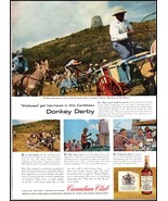 Canadian Club PRINT AD &quot;Donkey Derby&quot; Canadian Blended Whiskey BX4 - $15.99 CAD