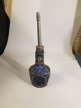 Vintage Colbalt Blue Purfume Bottle with Metal Decoration / Overlay Round - £31.32 GBP