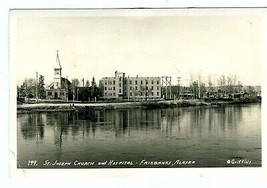 St Joseph Church &amp; Hospital Real Photo Postcard 1953 Fairbanks Alaska - £19.92 GBP