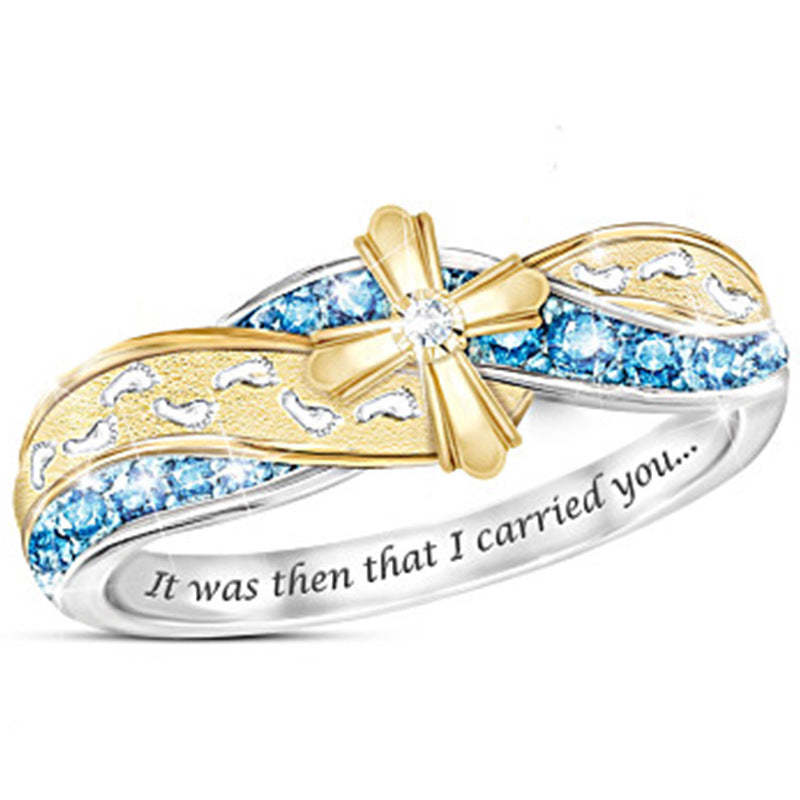 Primary image for Creative Cross Footprint Two Tone Ring Women's Ornament