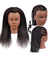 African American Mannequin Head Adjustable Stand 100% Real Hair Styling ... - $47.46
