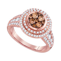 14k Rose Gold Brown Diamond Cluster Bridal Wedding Engagement Ring 1-1/2 - £1,678.64 GBP