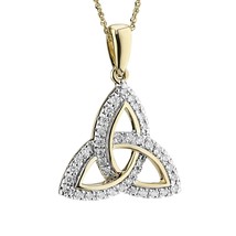 14k Yellow Gold Plated 0.30ct Real Moissanite Trinity Knot Pendant 18&quot; - £98.36 GBP