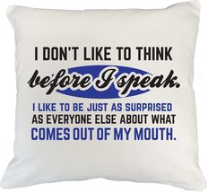 Make Your Mark Design Funny I Don&#39;t Like to Think Quote White Pillow Cover for M - £19.46 GBP+