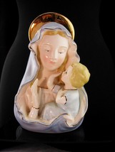 Vintage Madonna and child head vase - Gold halo catholic gift - Mary and... - £99.60 GBP