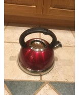Stainless Steel, RED Colored 2.5 Quart Whistling Tea Kettle Pot - $387.11 MXN